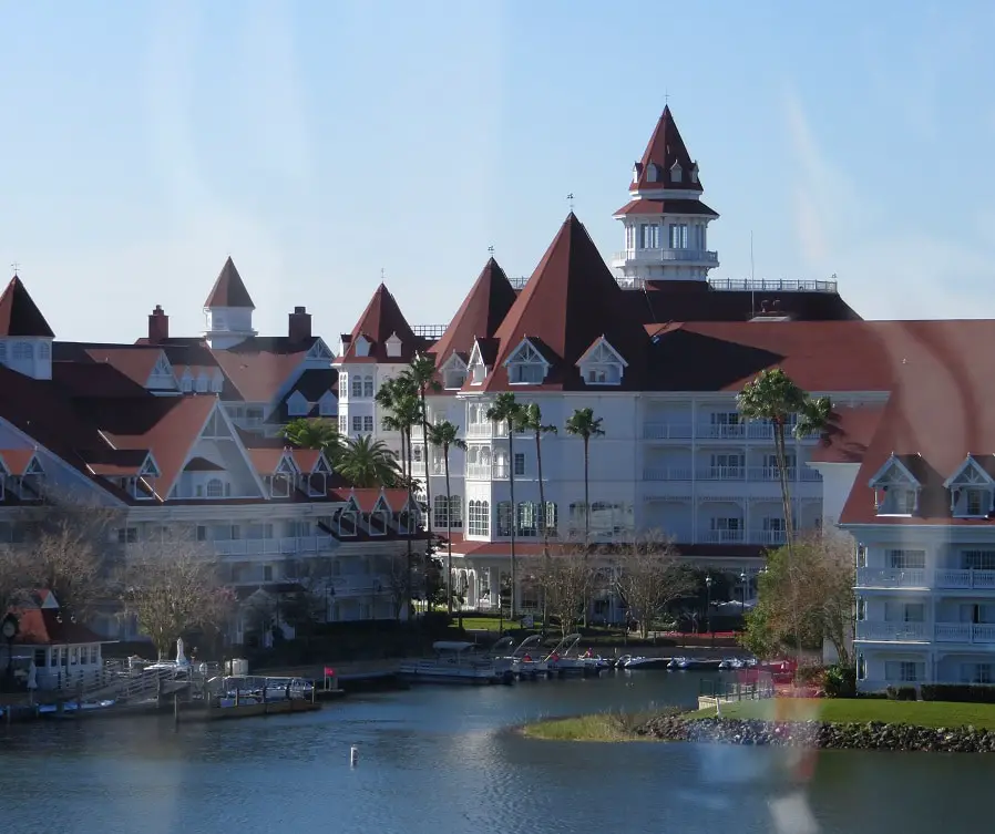A view of the Grand Floridian from the Disney World Monorail