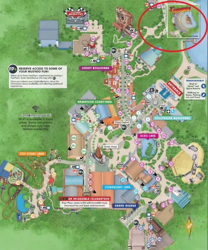 Fantasmic at Disney World Hollywood Studios Map