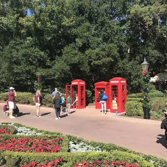 Red Telephone boxes at the United Kingdom Pavilion