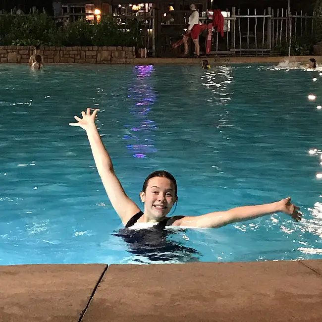 Enjoying the Disney World Resort Pool at Night