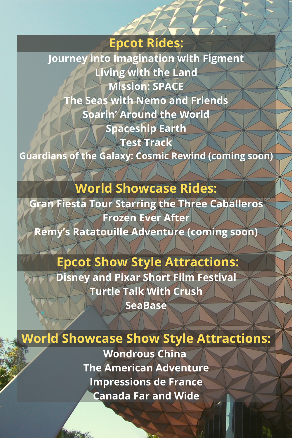 My Guide To All The Rides at Epcot Next Stop WDW