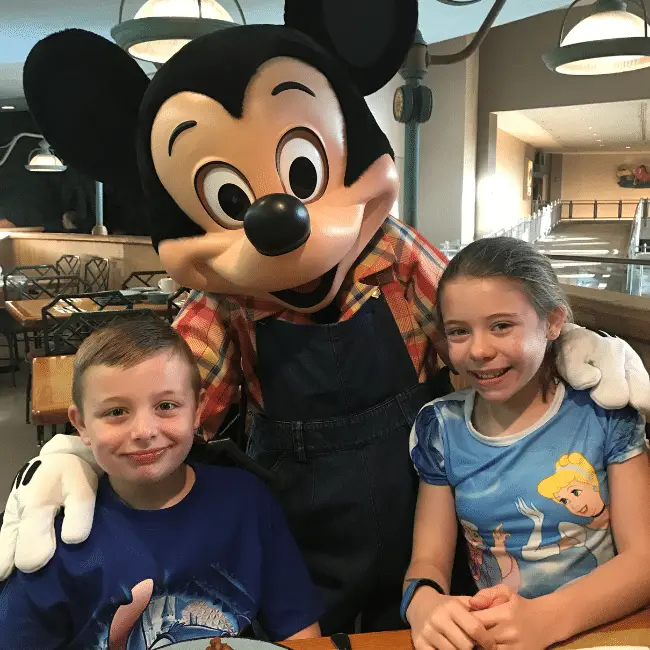 Meeting Mickey Mouse during our Disney and Universal vacation