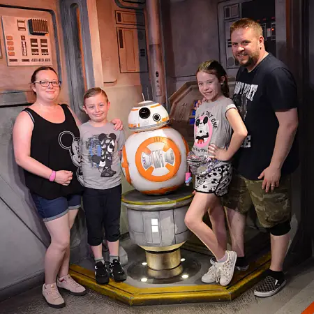 Meeting BB8 at Hollywood Studios. Movies to watch before going to Disney World - Star Wars Movies of course.