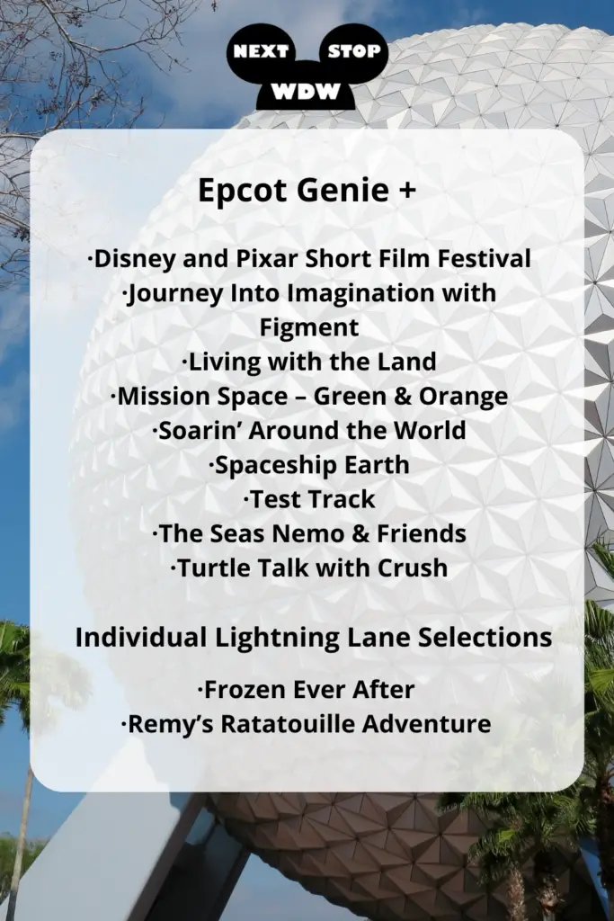Epcot Disney Genie Plus Overview