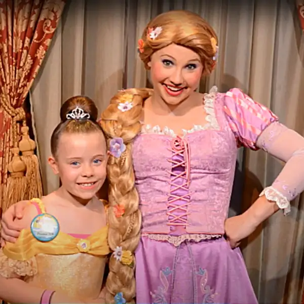 Meeting Rapunzel at Disney World in the Princess Fairytale Hall  