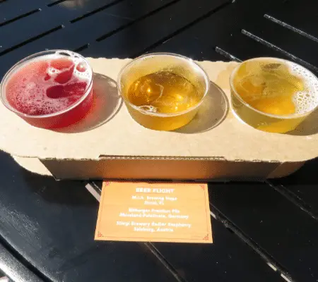 A beer flight from Germany from the Flower and Garden Festival