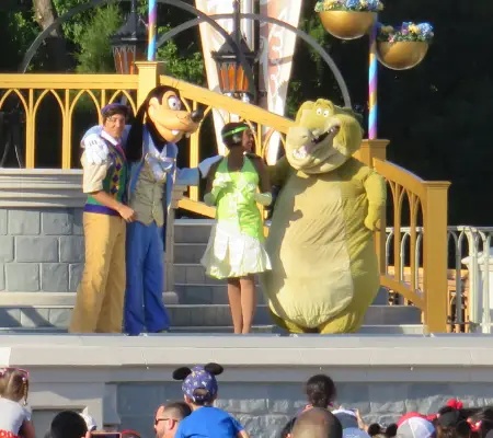 Princess Tiana and friends in Mickey’s Royal Friendship Faire at Disney World