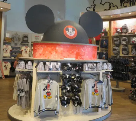 Ears and other merchandise in World of Disney