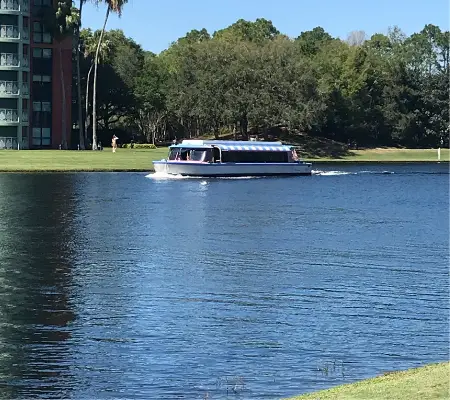 A Friendship boat travelling between Epcot and Hollywood Studios