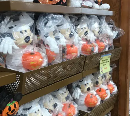Halloween popcorn buckets at the Disney Character Warehouse