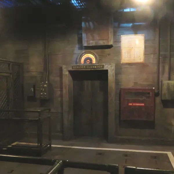 The service elevator inside Tower of Terror