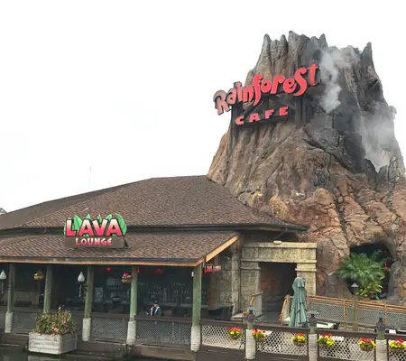 The Rainforest Cafe volcano at Disney Springs