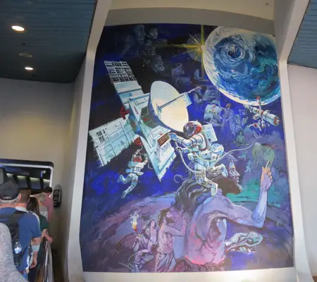 The Spaceship Earth Artwork as you enter the Epcot Ball