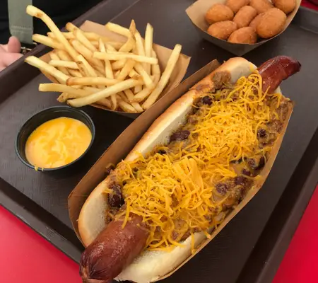 Hot Dog, fries and corn dog bites from Casey's Corner at magic Kingdom