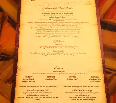 Sanaa Menu