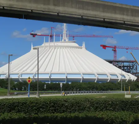 The Famous Space Mountain Building from Outside Magic Kingdom
