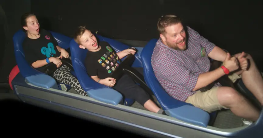 Riding Space Mountain with my kids