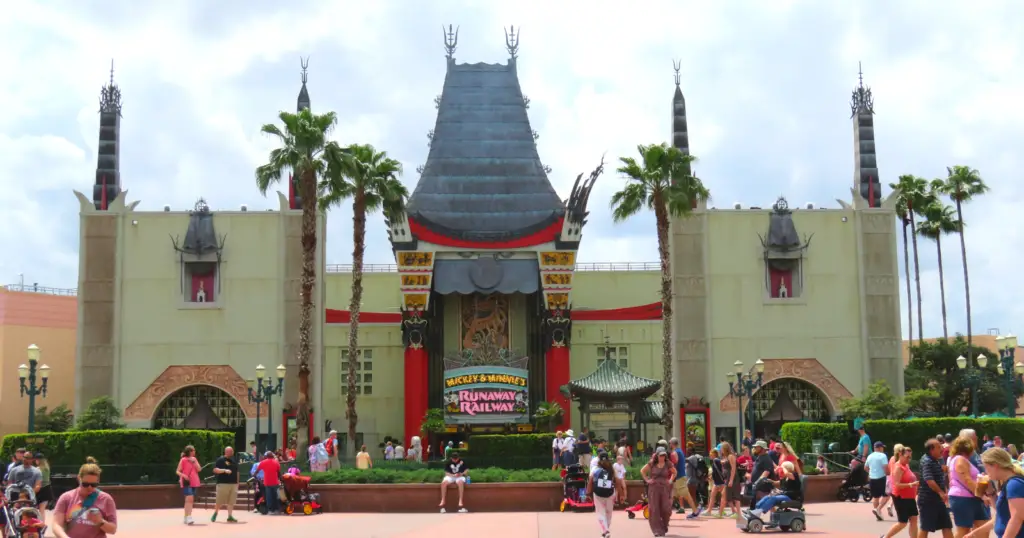 You will find Mickey and Minnie's runaway railway inside the Chinese Theatre building at Hollywood Studios